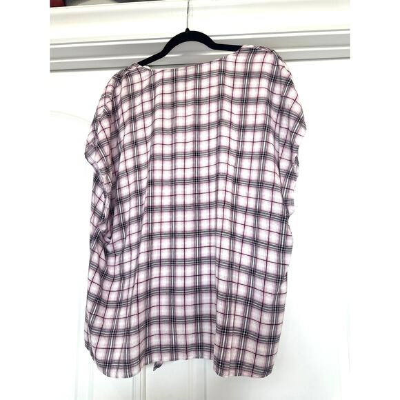 Torrid Purple, Black, and White Plaid Button Down with Tie Top - Picture 5 of 5